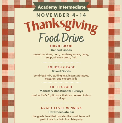  AIS is having a Thanksgiving Food Drive!